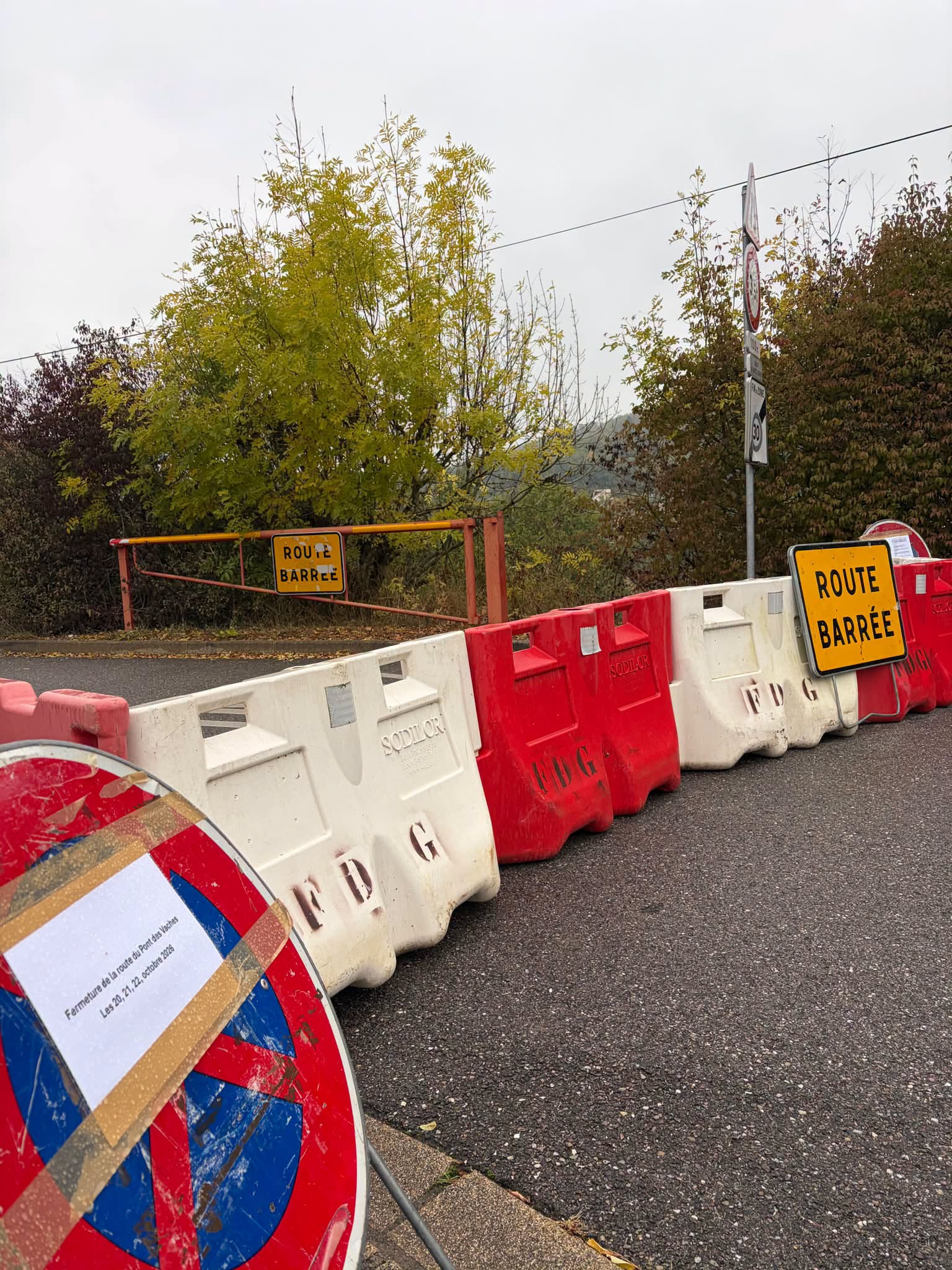 Route du Pont des Vaches fermée du 20 au 22 octobre
