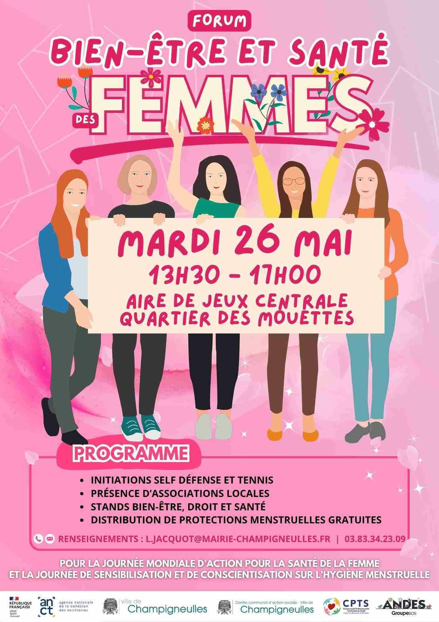 Forum - bien-être et santé des femmes - Mardi 26 Mai 13h30 - 17h00 - Quartier des Mouettes