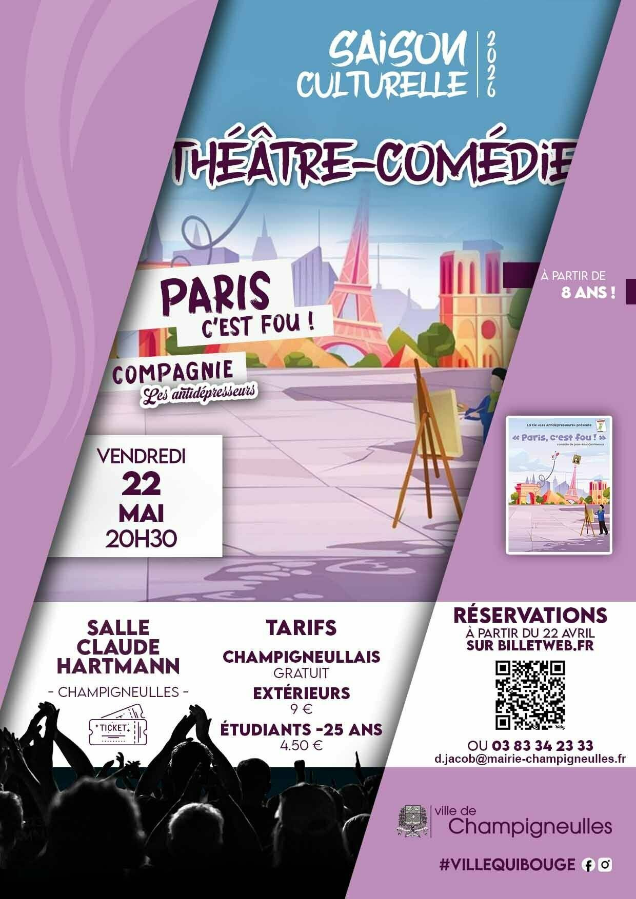 Saison culturelle - théâtre comédie - 22 mai 20h30 - salle Claude HARTMANN - Il reste quelques places !