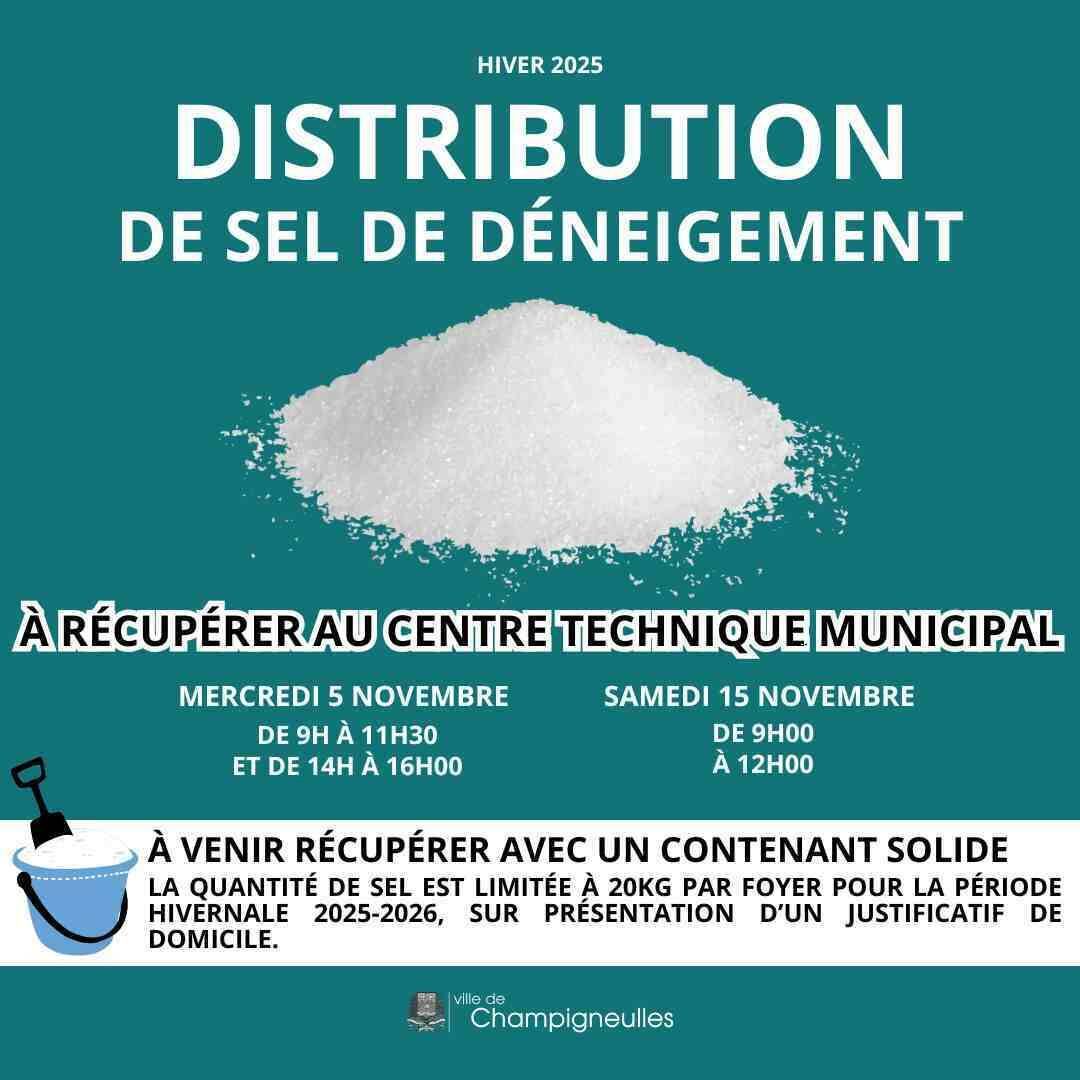 Distribution de sel de déneigement - 5 et 15 novembre