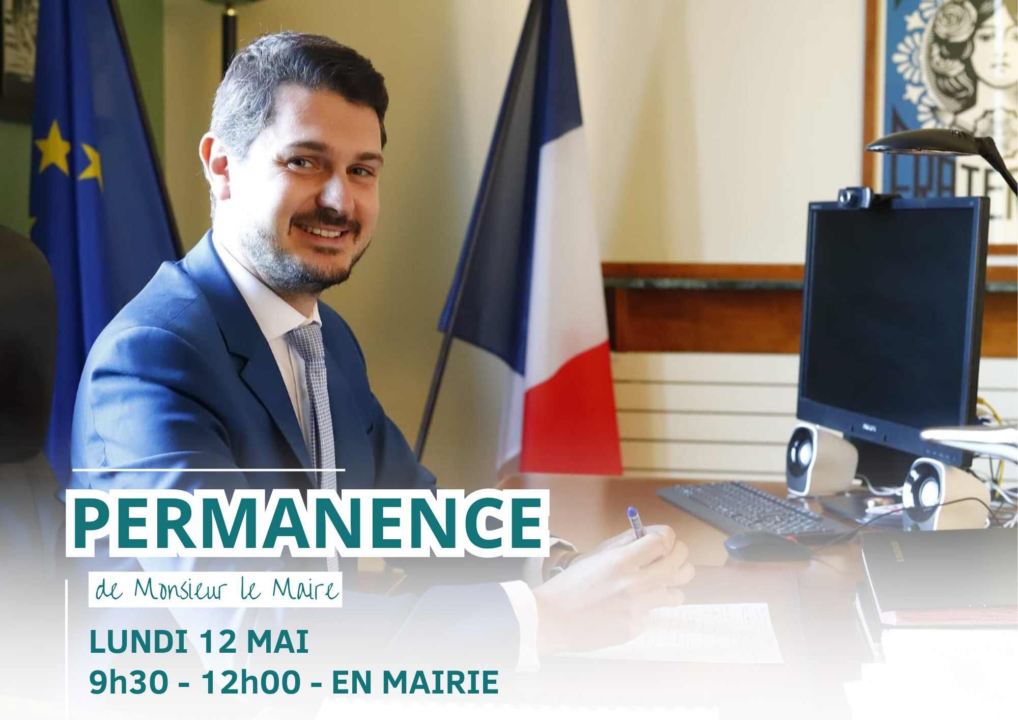 Permanence du Maire - lundi 12 mai de 9h30 à 12h - en mairie